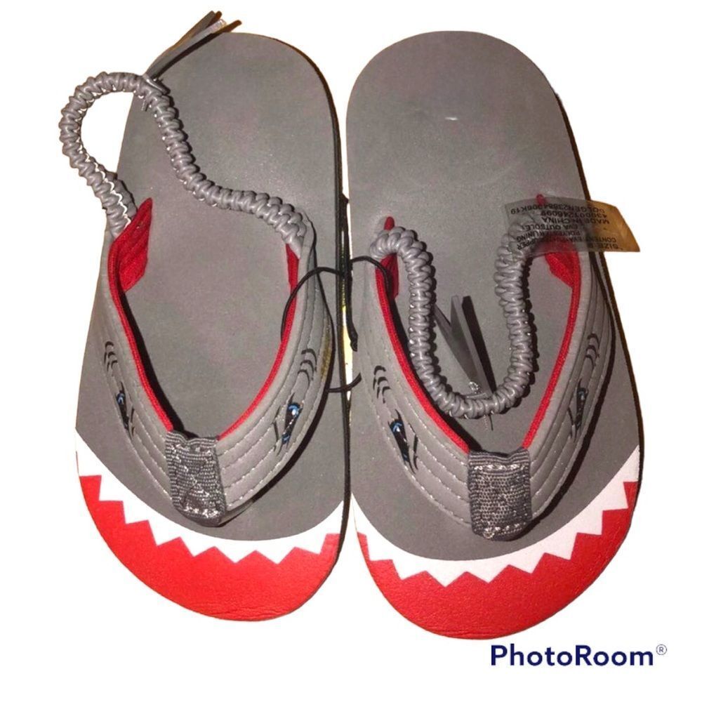 Swiggles Size 9 Toddler Boys Shark Flip Flops NEW NWT